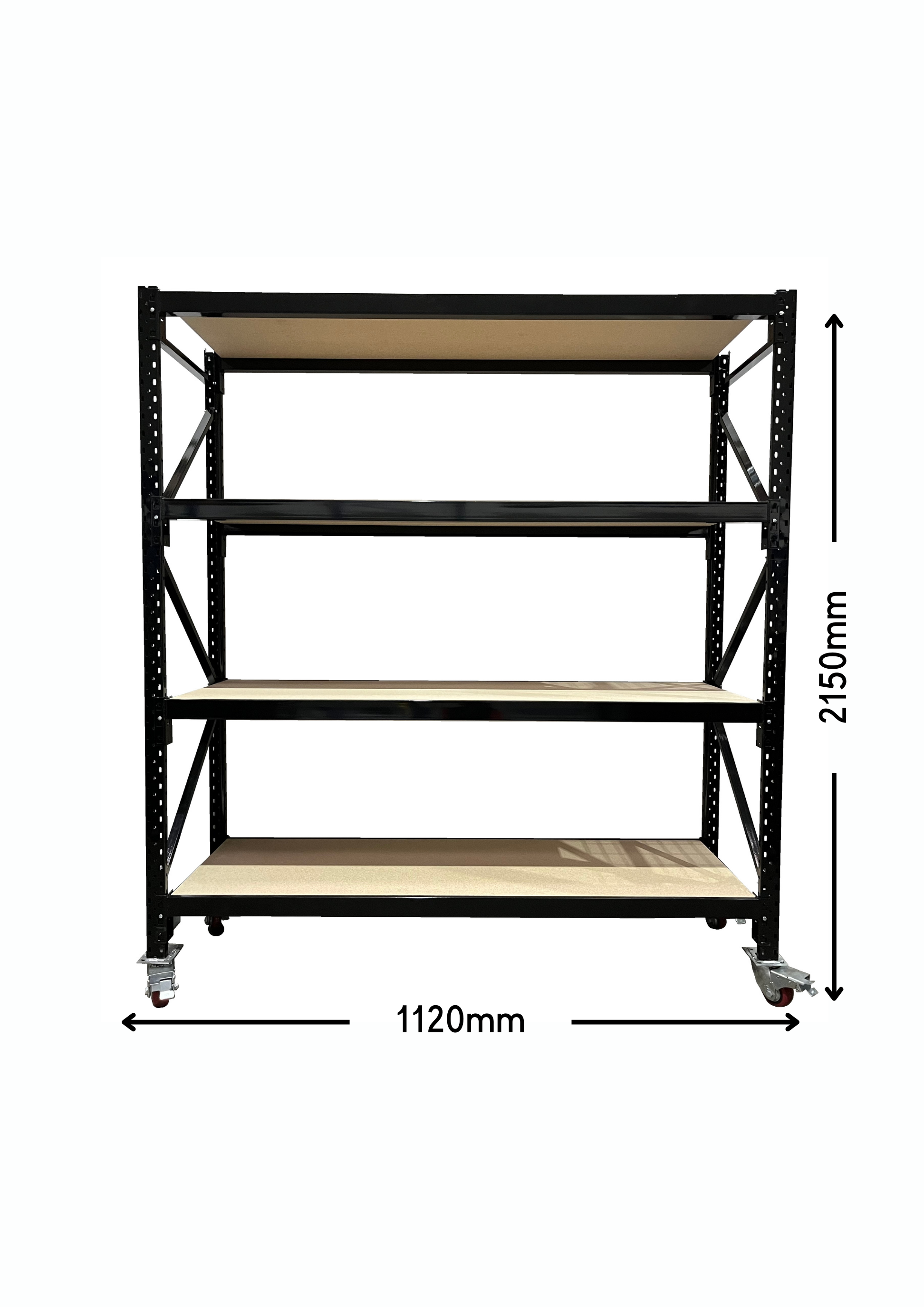 Black Mobile Shelving with Chipboard 2150mm High