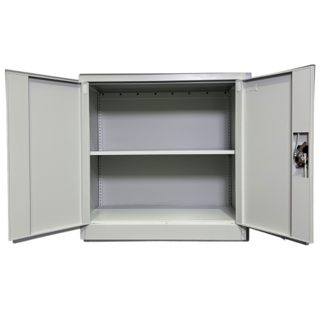 2 Door Lockable Cabinet - Half Height - Light Grey