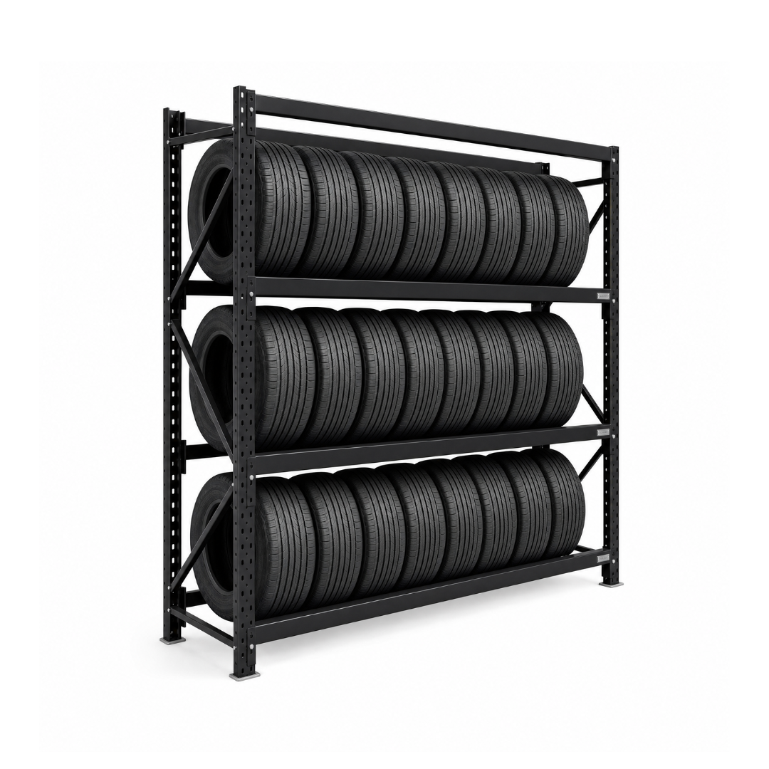 Tyre Rack 4 Levels Black