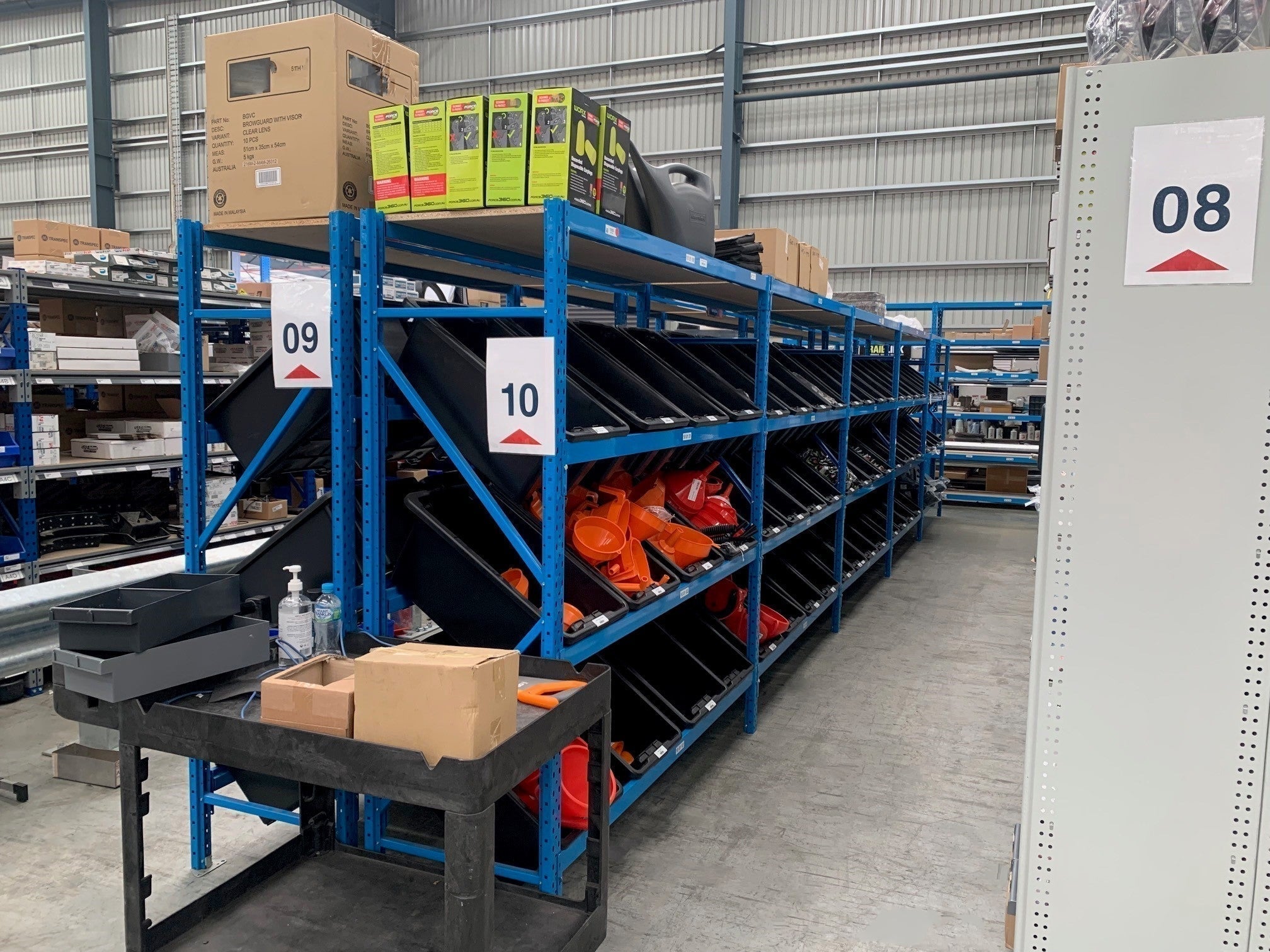 ReadyRack Shelving with tubs for order picking 