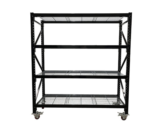 Black Longspan Mobile Shelving With Castor Wheels