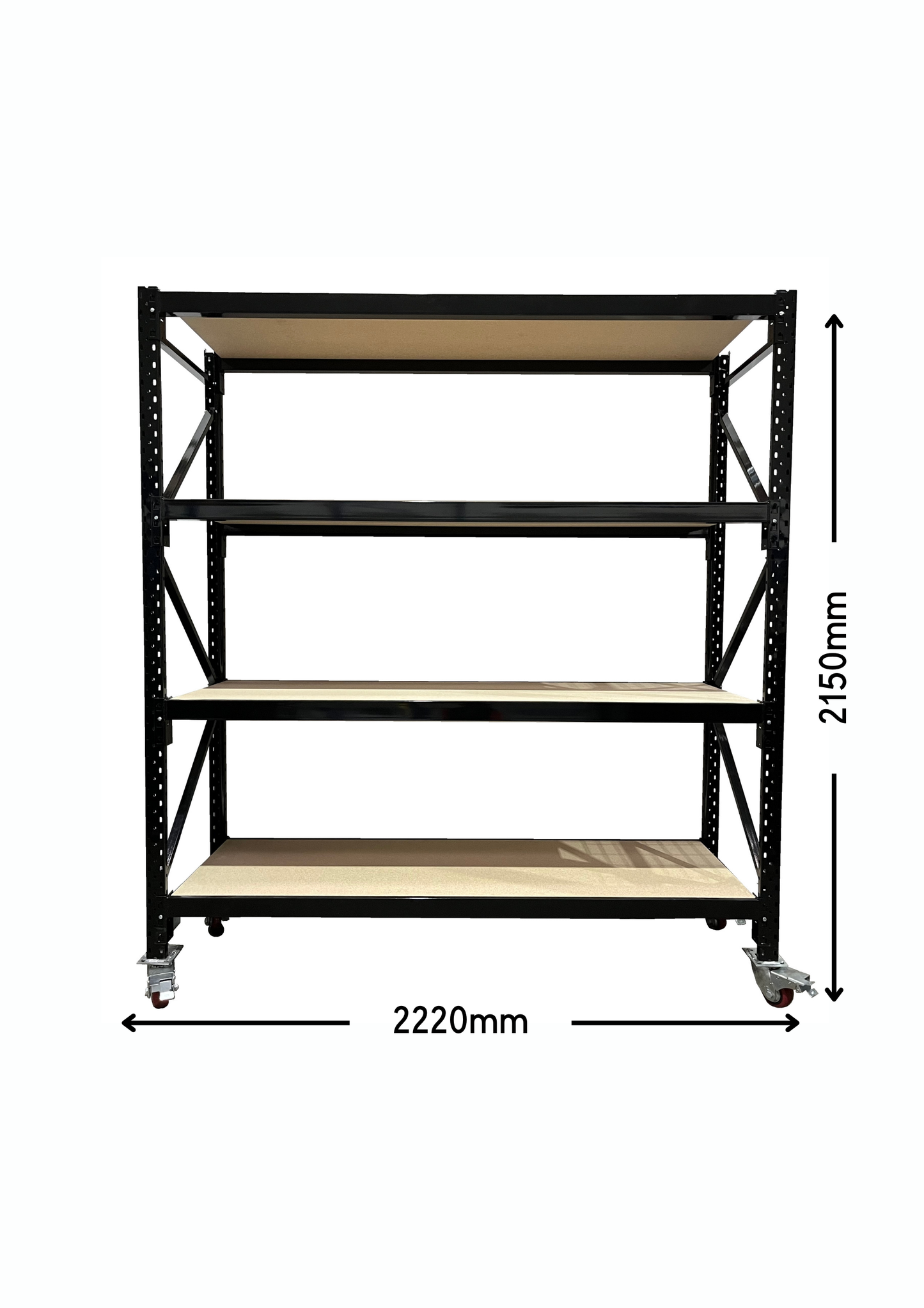 Black Mobile Shelving with Chipboard 2150mm High