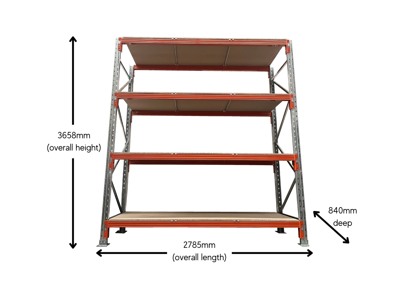 Heavy Duty Shelving Starter Bay 3658mm high with board