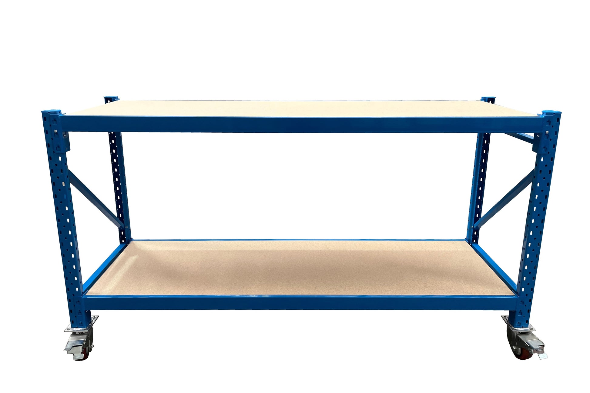 ReadyRack Mobile Longspan Workbench with bottom shelf and castors