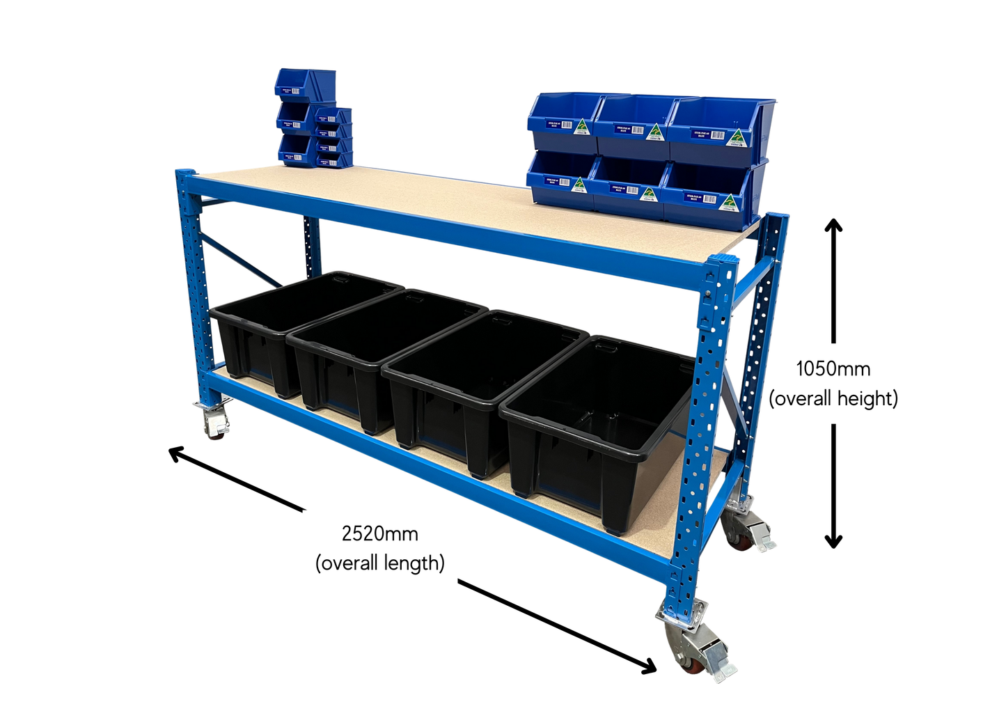 Long Span Workbench with Bottom Shelf