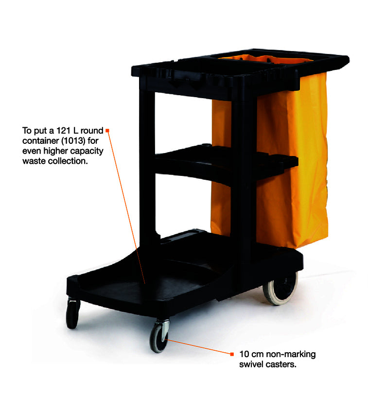 Commercial Hospitality Trolley Cleaning Cart - Black