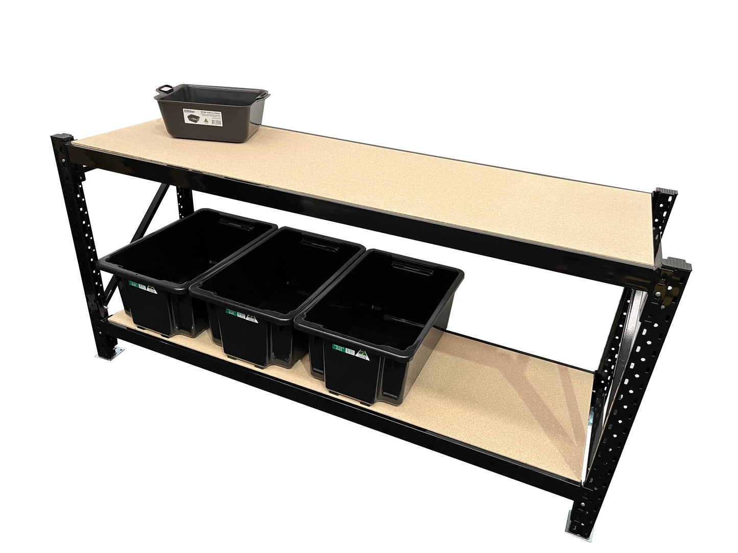 Long Span Workbench with Bottom Shelf Black