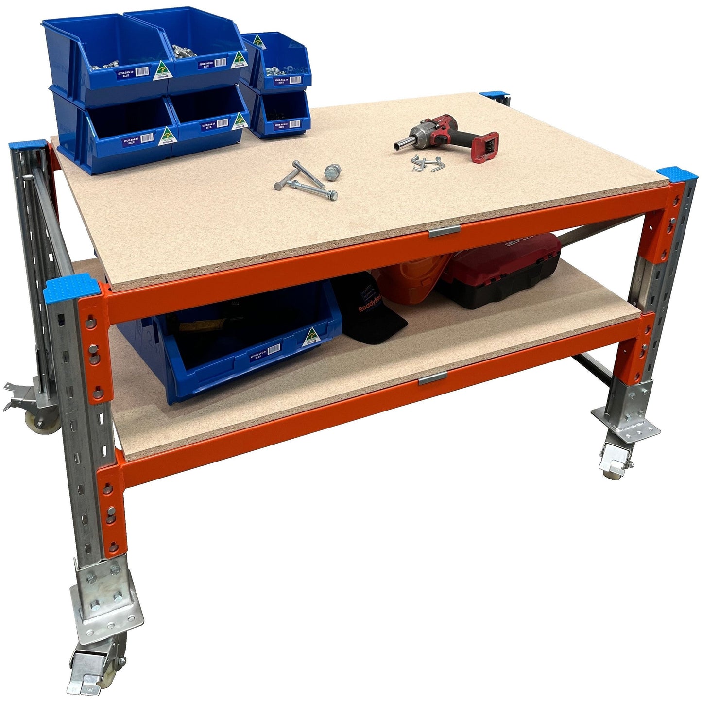 ReadyRack Pallet Racking Workbench 1550mm second level on castors